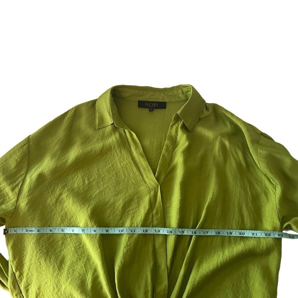 RACHEL ZOE Faux Wrap Hi-Lo Blouse in Chartreuse SZ M - Picture 4 of 4
